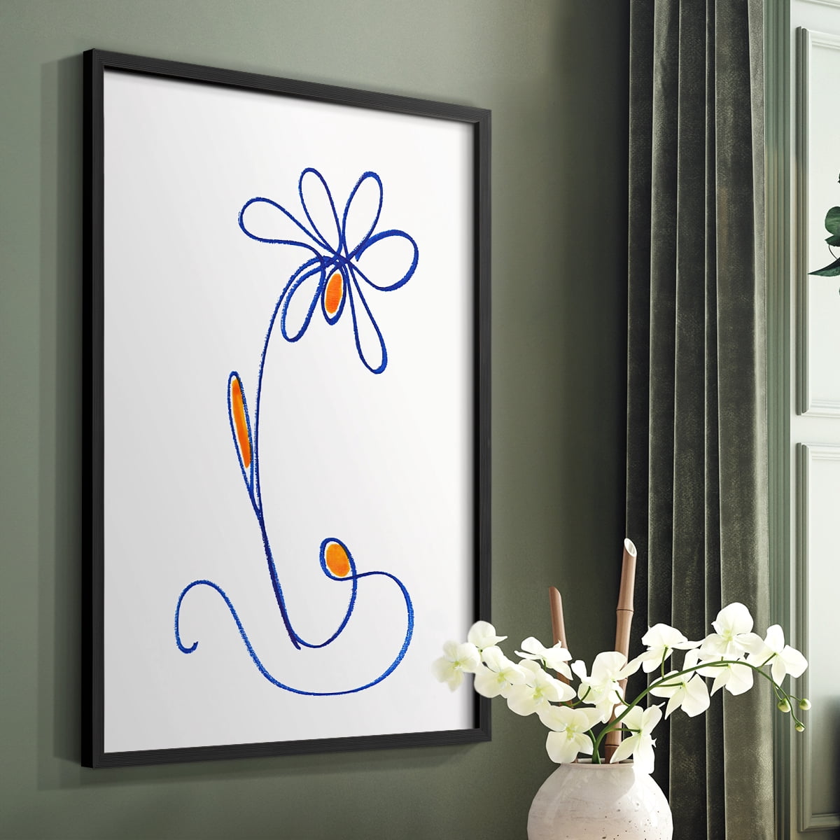 Wobbly Blooms II Framed Print - Solid Wood in Single Picture Frame Solid Wood 2 Framed Print