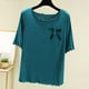 thumbnail image 1 of Pijama de manga corta para mujer, cuello redondo, color liso, informal, fino, interior, para el hogar, de poliéster, 1 of 3