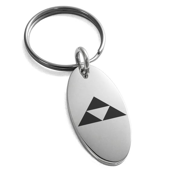 Stainless Steel Houjou Samurai Crest Engraved Small Oval Charm Keychain Keyring