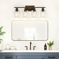 thumbnail image 6 of 4-Light Bathroom Light Fixtures, Brown Vanity Lighting Fixtures with Clear Glass Shades, Modern Bathroom Wall Lamp for Mirror Living Room Cabinet Bedroom, 6 of 14