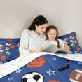 thumbnail image 4 of Homewish Basketball Soccer Rugby Golf Ball Sport Queen Comforter Sheet Set, Reversible Super Cozy Girls Kids Bedding, 7pcs, 4 of 8