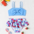 thumbnail image 5 of Shadoumai Girls Swimsuit Two Piece Double Straps Sporty Bathing Suit High Waisted Bikini Tropical Floral Swimwear 9-16Y, 5 of 7
