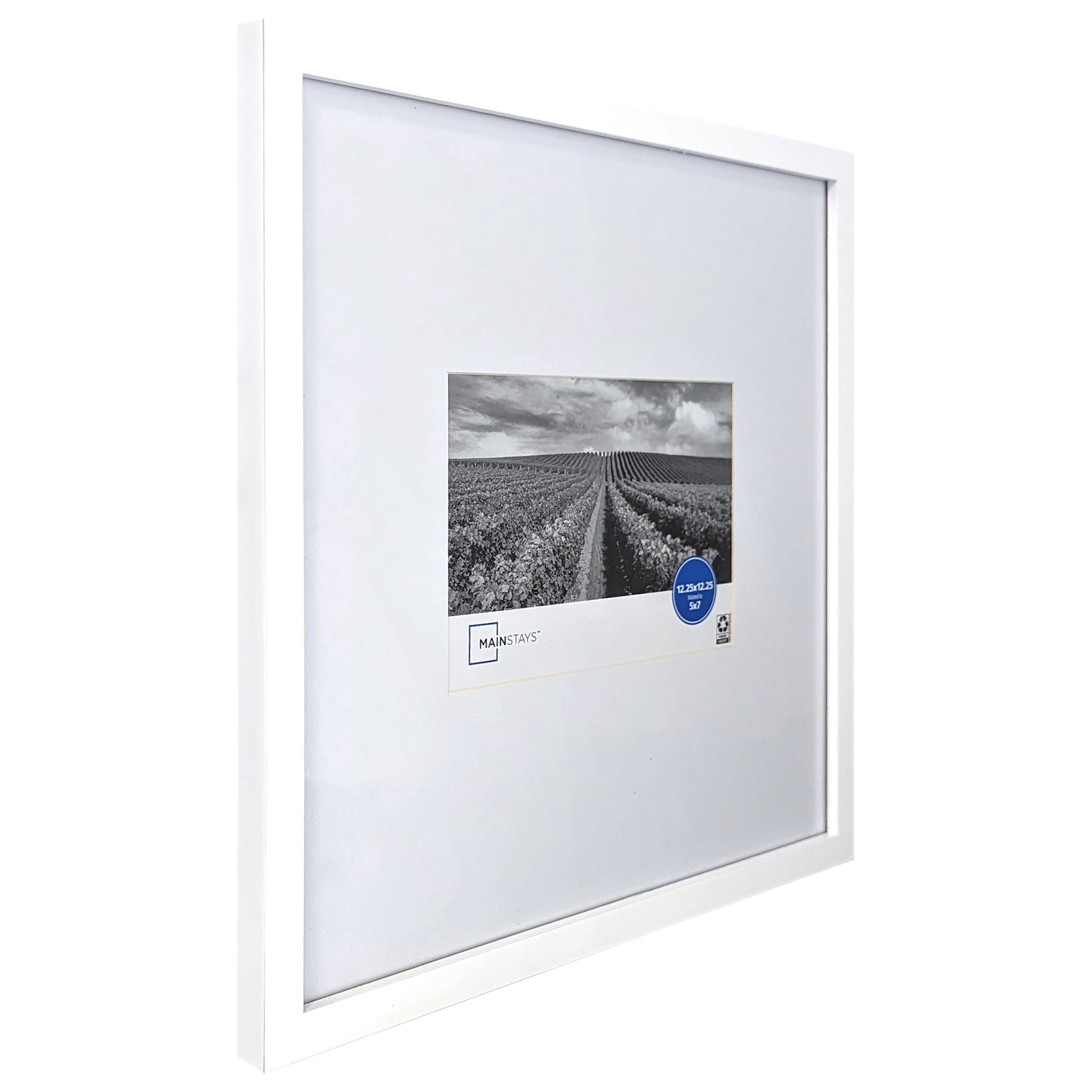 Mainstays 12.25x12.25 Matted to 5x7 Picture Frame, White