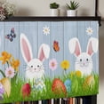 thumbnail image 5 of Easter Bunny Rod Pocket Curtain Valance, Spring Easter Eggs Floral Blue Woodn Farmhouse Window Valance for Living Room, Bedroom, Kitchen 60"W x 18"L, 5 of 9