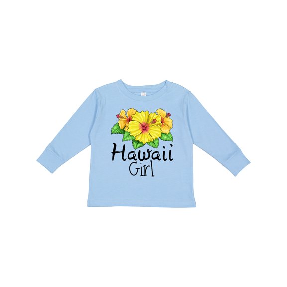 Inktastic Hawaii Girl Hibiscus Flowers Girls Long Sleeve Toddler T-Shirt