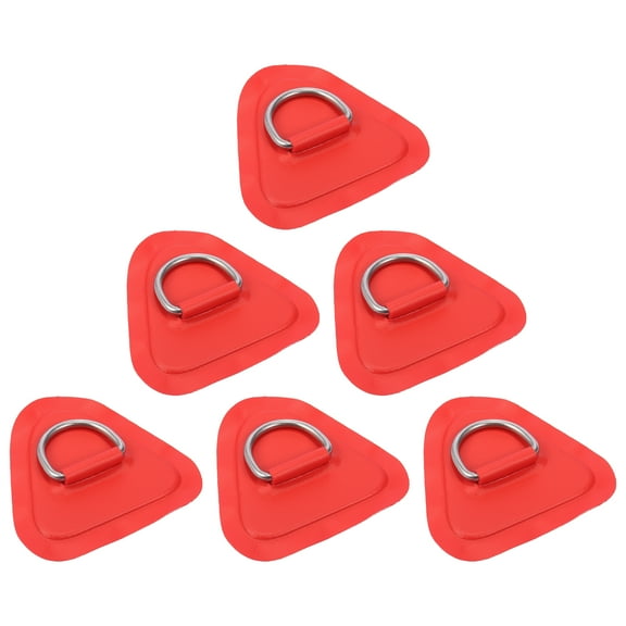6pcs D Ring Patch Stainless Steel Triangle Shape D Ring Pad Red for Kayak Canoe Deck