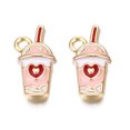 thumbnail image 2 of Eco-Friendly Zinc Alloy Milkshake Pendants with Enamel Cadmium Free & Nickel Free & Lead Free Golden Pink 20x10.5x2mm Hole: 2mm DIY, 2 of 2