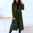 thumbnail image 2 of Stichou Pea Coats For Women Winter Classic Notch Lapel Double/Single Breasted Trench Coat Wool Blend Long Sleeve Overcoat Army Green L, 2 of 7