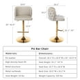 thumbnail image 6 of Swivel Bar Stools Set of 2, PU Leather Bar Stools with Back, 25"-33" Counter Height to Bar Height Adjustable Stool Chairs, for Kitchen Island Pub Dining Room (2Pcs, White Beige), 6 of 6