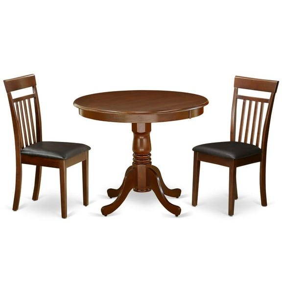 East West Furniture Dining Room Set Mahogany, ANCA3-MAH-LC