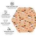 thumbnail image 3 of Picia Funny Sushi Printed Leather Coasters for Drinks, 4" Drink Coasters Set of 4 for Tabletop Protection, Handmade Luxurious Home Décor and Housewarming Gift -Hexagon, 3 of 6