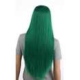 thumbnail image 3 of Onedor 31 Inches Green Straight Long Synthetic Hair Women Full Head Cosplay Wig with Wig Cap, 3 of 8