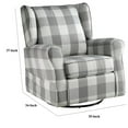 thumbnail image 6 of Benjara 35" Accent Swivel Chair- Glider- Checkered Fabric- Light Gray, 6 of 6