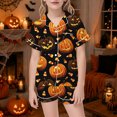 thumbnail image 2 of XAOFW Boys Girls Halloween Pajamas Pumpkin Prints Short Sleeve Button Down Tops Shorts Toddler Kids Fall Winter Soft Nightwear 3-4 Years, 2 of 4