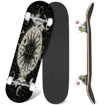 31'' Complete Skateboard 7 Layer Canadian Maple Double Kick Deck Skateboards Vintage elegant draw sun night sky phase clouds Magic Esoteric Skate Board for Beginner Adult Gifts