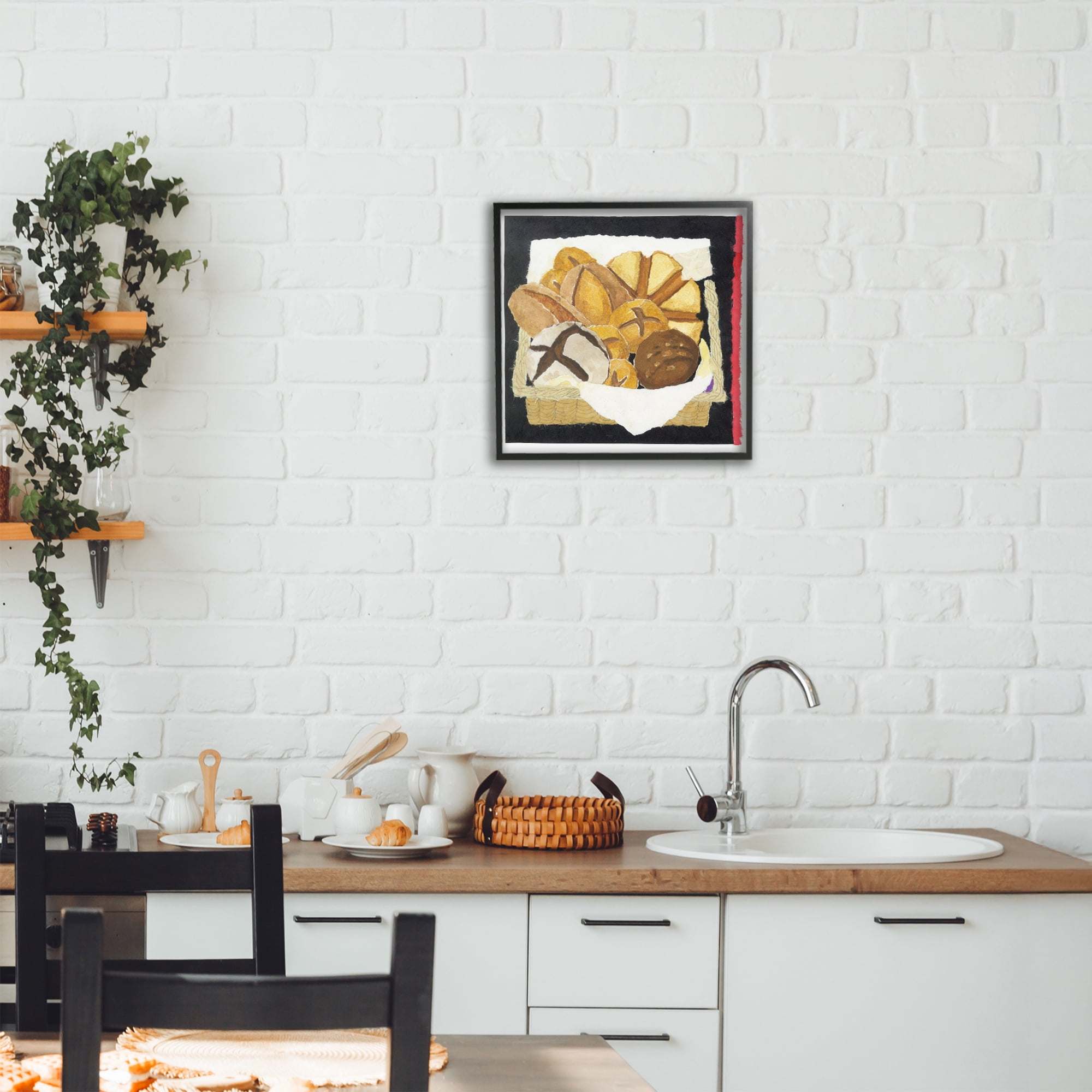 Stupell Industries Bread Box and Stripe Black Framed Giclee Art, design by Nancy Overton