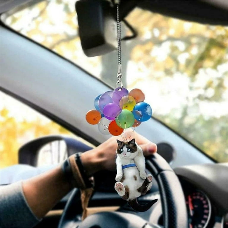 Vikakiooze Home Decor Cute Funny Cat Car Hanging Ornament with Colorful  -Balloon Hanging Decor 