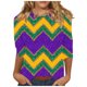 thumbnail image 2 of RKSTN Mardi Gras 3/4 Sleeve T Shirts for Women Top Oversized Crewneck Carnival Mask Print 3/4 Length Sleeve Shirt Womens Casual Round Neck Mask Tuesday Carnival Party Three Quarter Sleeve Tee Shirt, 2 of 5