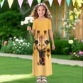 thumbnail image 4 of Uourmeti Girl's Short Sleeve Dress Cute Giraffe Print Round Neck Loose Casual Long Maxi Dress with Pockets Flowy Cute Outfits, Size 11-12 Years, 4 of 7