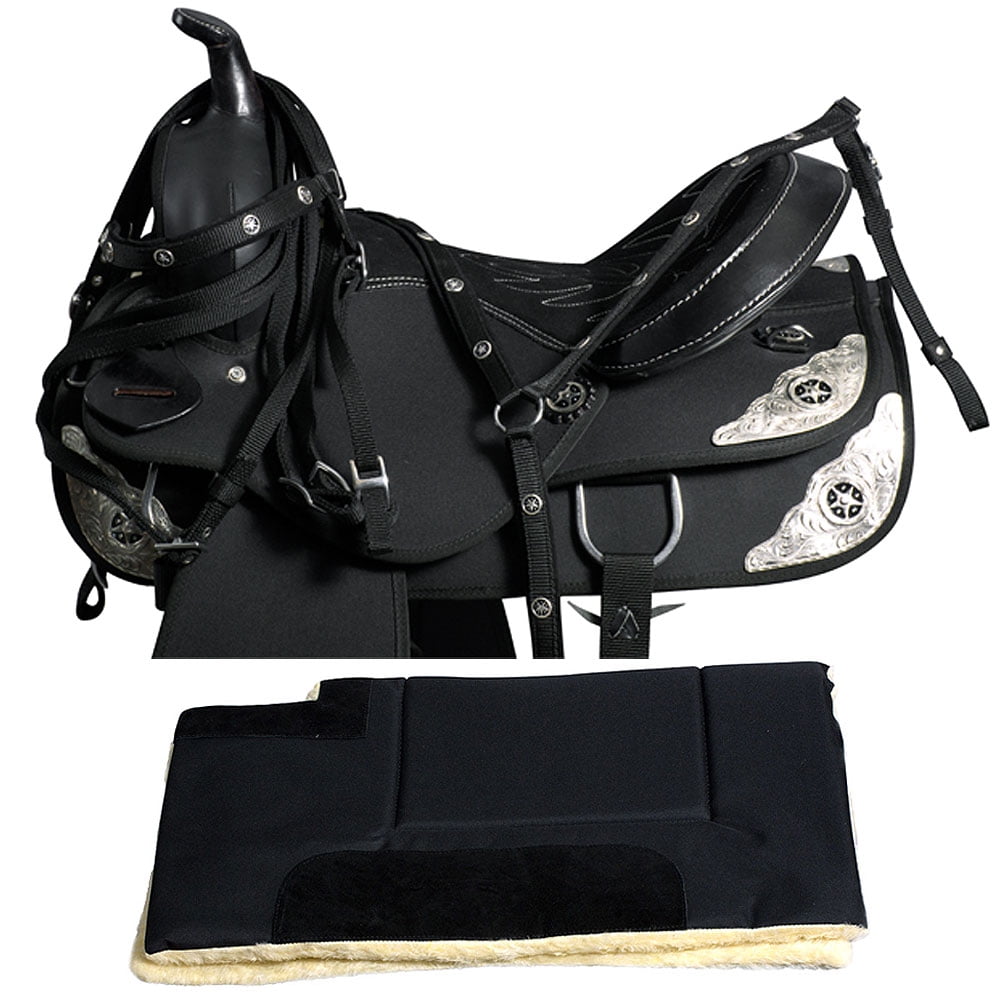 16 in GAITED WESTERN PLEASURE HORSE SADDLE TACK SET PAD SYNTHETIC NEW 