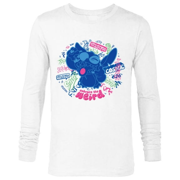 Disney Stitch Embrace the Weird Freestyle Alien Street Tags- Long Sleeve T-Shirt for Men - Customized-White