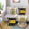 thumbnail image 5 of Sunflower Pillow Covers 18x18 Set of 4, Buffalo Plaid Sunflower Decor Black Summer Pillow Covers for Couch Sofa Indoor Outdoor Yellow Sunflower Bee Pillows for Summer Decorations, 5 of 6