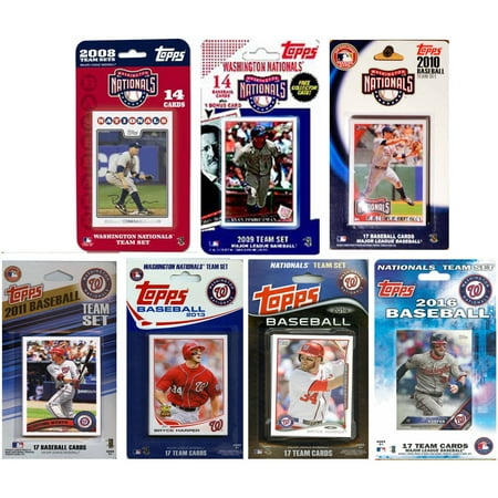 Washington Nationals Mlb Card C&I Collectables MLB Washington Nationals 7 Different Licensed Trading Card Team Sets ()