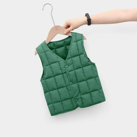 

Tagold Kids Winter Down Coats Vest Jackets Autumn and Winter Button Cardigan Vest Down Cotton Vest Inside and Outside Wear for Baby Boys Girls Gifts for Kids on Clearance Army Green 7-8 Years