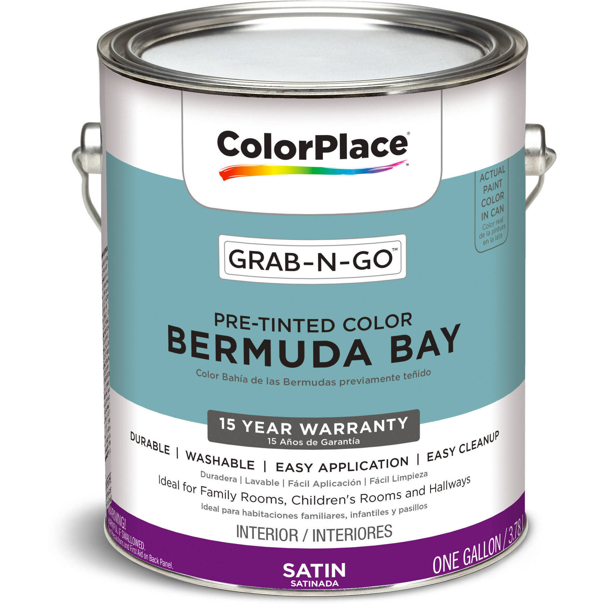 ColorPlace Grab-N-Go, Interior Paint, Satin Finish, Bermuda Bay, 1 Gallon by PPG Architectural Coating