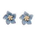 thumbnail image 3 of Blue Camellia Earrings For Women Spring And Summer Flower Small Temperament Earrings, 3 of 6