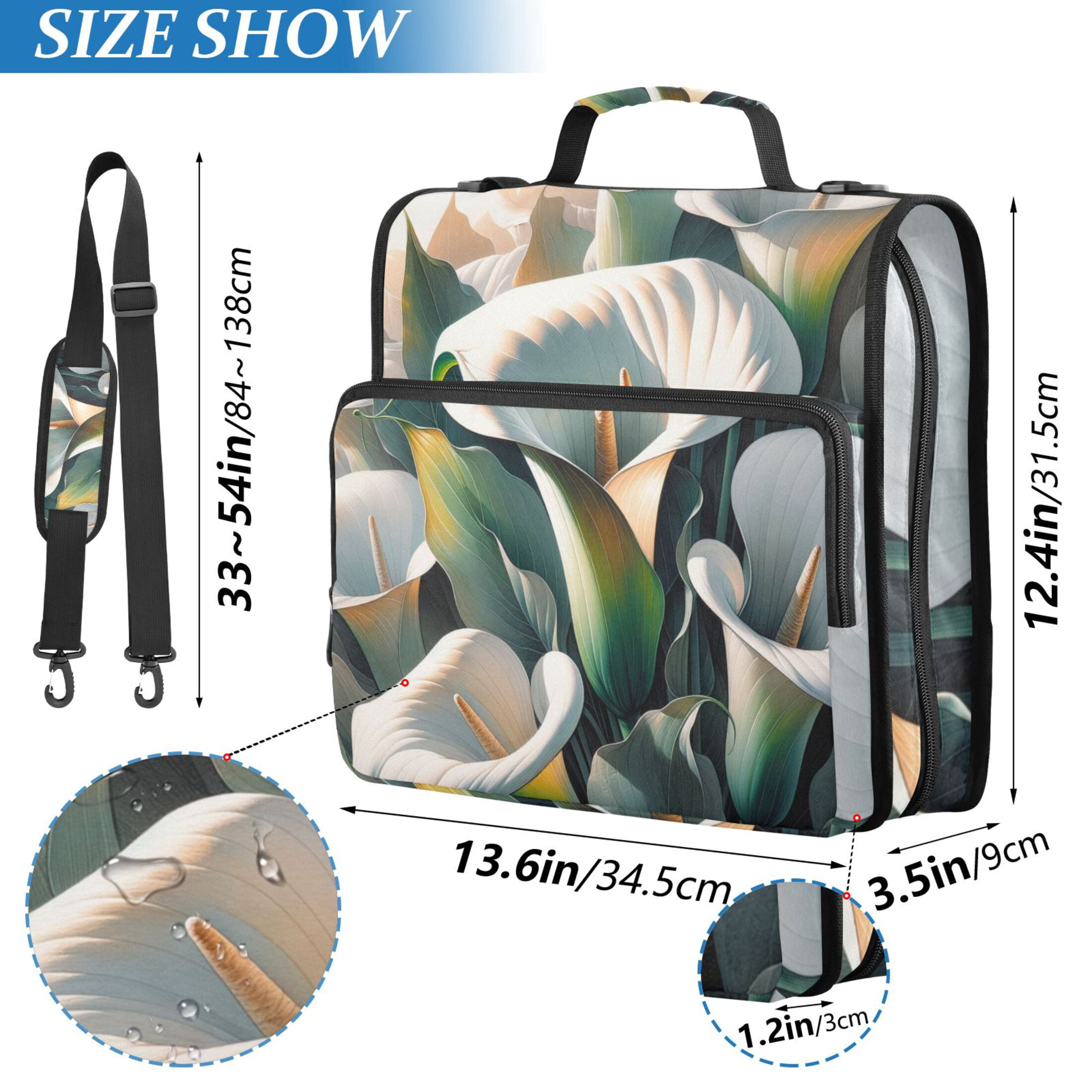 3 Ring Zipper Binder with Shoulder Strap Waterproof Trapper Keeper 2 Inch D-Ring 500 Sheets Capacity Beautiful Soft Lilies Flower