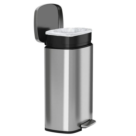 Halo - Premium 13.2 Gallon Step Pedal Trash Can with AbsorbX Odor Control System & Removable Inner Bucket - Stainless steel