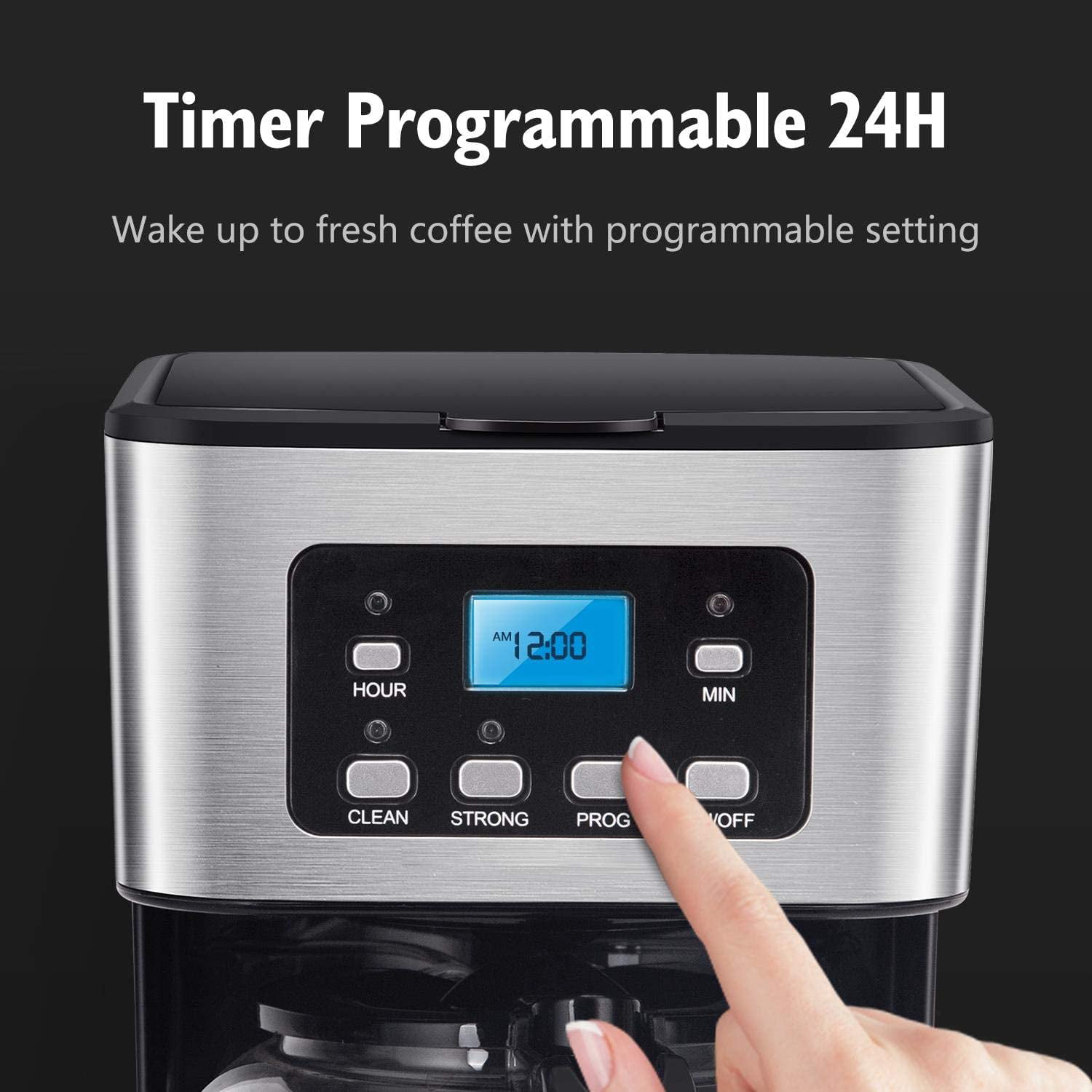 RHÔNE Coffee Maker,Drip Coffee Machine with Glass Carafe, Automatic,Keep  Warm, 24H Programmable Timer, Brew Strength &Touch - AliExpress