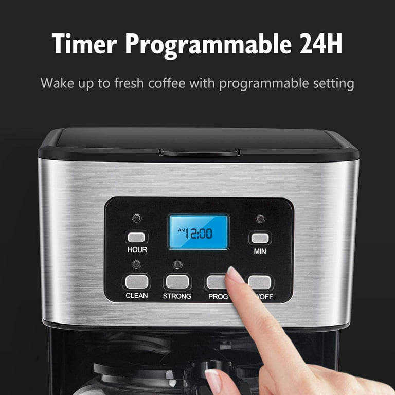 Cup Stainless Steel Programmable Coffee Maker with Timer - Drip Coffee  Machine with Glass Carafe - Polished Silver - 40 Oz - 1.2 - AliExpress
