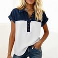thumbnail image 5 of Nestiefly Womens Spring Tops Casual Short Sleeve Summer Shirts for Women Button Down Denim Collar T Dressy White S, 5 of 5