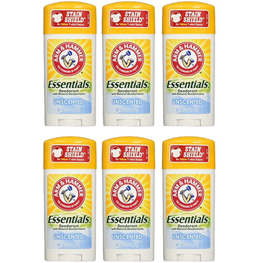 (Pack of 6) Arm And Hammer Essentials Natural Deodorant, Unscented, 2.5 oz