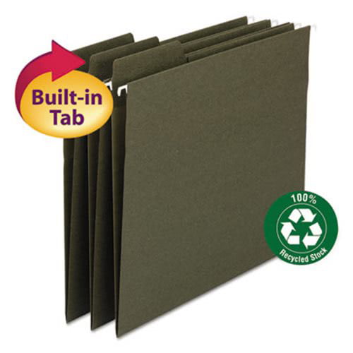 Smead FasTab Hanging File Folders Letter Green 20/Box 64098 
