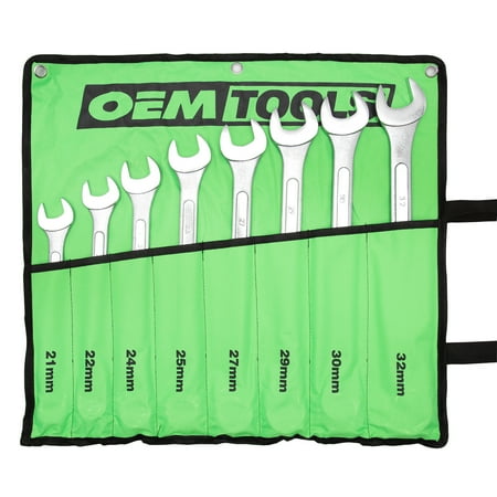 UPC: 0076812221209 | OEMTOOLS 22120 8 Piece Combination Wrench Set | 21  22  24  25  27  29  30  & 32 mm | Box End & Offs