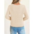 thumbnail image 4 of Women's Long Sleeve Button Down V‑Neck Knit Cardigan Scalloped Trim Sweater, 4 of 5