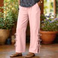 thumbnail image 2 of Womens Summer Pants Casual High Waist Lightweight Side Slit Bow Pants with Pockets 2026 Summer Beach Vacation Trousers, L, 2 of 4