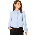 thumbnail image 1 of INSPIRE CHIC Blusa De Chifón Con Cuello Levantado Y Volantes De Manga Larga Con Cierre De Botones Para Oficina Y Trabajo Para Mujer Azul claro XS, 1 of 6