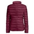 thumbnail image 3 of Hogleaql Women's Lightweight Packable Accent Puffer Jacket Cozy Long Sleeve Zipper Stand Collar Quilted Coat Insulated Water-Resistant Puffy Jacket with Pockets Fall Winter Outerwear Wine XL, 3 of 4