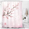 thumbnail image 5 of Pink Cherry Blossom Shower Curtain, Japanese Sakura Floral Shower Curtain Set, Plant Flower Cherry Shower Curtains for Bathroom, Waterproof Fabric with 12 Hooks, 72 x 72 Inches, 5 of 6