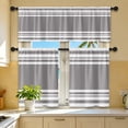 thumbnail image 6 of Aoznliie Curtains Sets, Washable Light Filtering Waterproof Valance & Curtains for Kitchen Window, 3 Piece Rod Pocket Gray Stripe Collection for Cafe, 6 of 7
