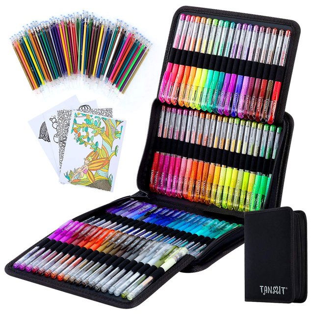 Bolígrafos de gel TANMIT, paquete de 160 con funda para libros de colorear para adultos