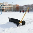 thumbnail image 2 of Fehomix Snow Shovel with Wheels, 29" Pusher Wide Snow Shovel with Adjustable Handle & Blade, 10" Anti-Skid Rubber Wheels, for Driveway, Sidewalk, Patio, Easy Driveway Snow Removal, Yellow, 2 of 7