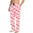 thumbnail image 3 of HPINK-T Men's Cute Santa Claus Snowflake Pink Sleep Pajama Pant,Soft Bottoms with Pockets Drawstring, 3 of 5