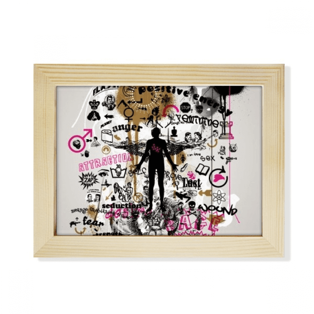 Graffiti Street flor patrón humano Escritorio de madera Arte Pintura 6x8 pulgadas marco de foto foto