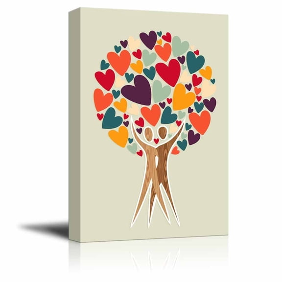 wall26 Canvas Prints Wall Art - Diversity Tree of Love | Modern Wall Decor/Home Decoration Stretched Gallery Canvas Wrap Giclee Print. Ready to Hang - 12" x 18"