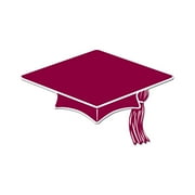 Club Pack of 240 Maroon and White Mini Mortarboard Graduation Cap Cutout Party Decorations 4"